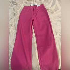 Pink wide legged high waisted jeans, Size 27, Shein